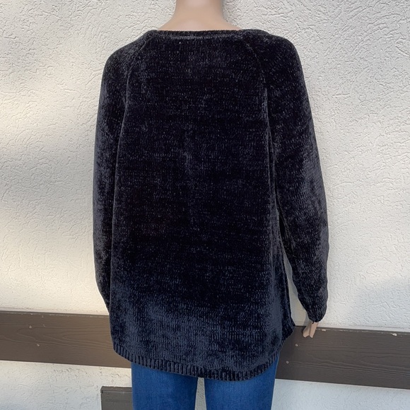 Style and Co sweater Black Chenille Sequin Star - Picture 2 of 6